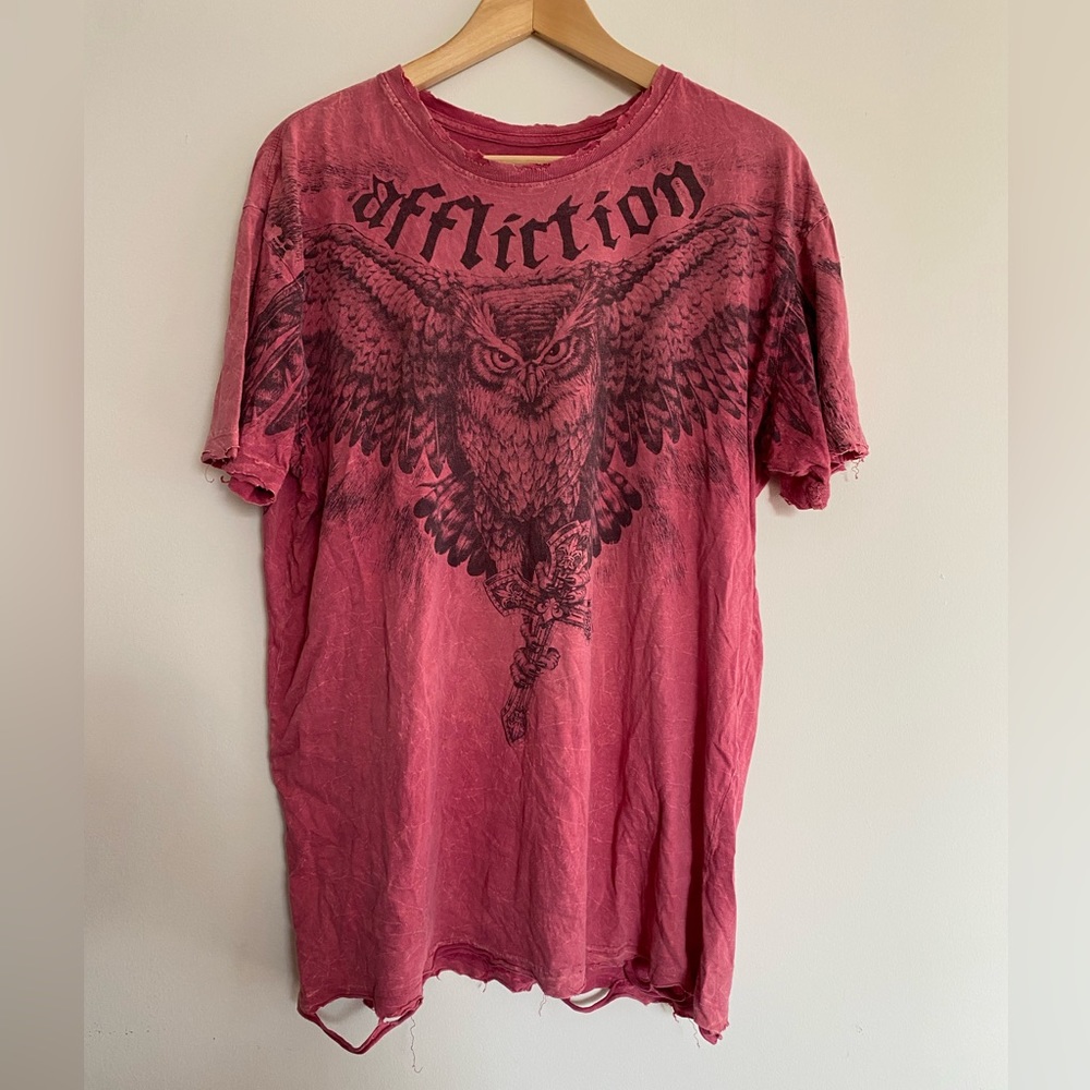 Affliction owl red t-shirt XL